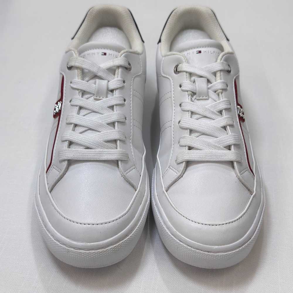 Tommy Hilfiger Twlencet White Red Navy Low Top Sneakers Womens 9.5M
